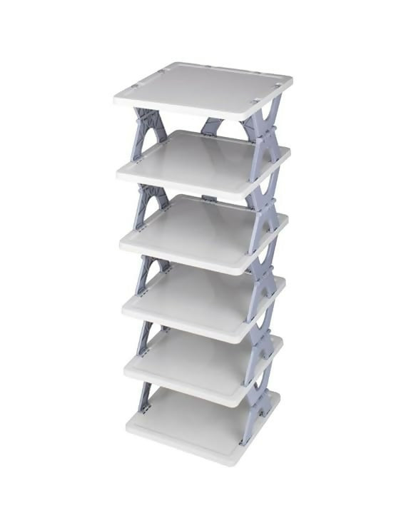 hoe Rack 6 Layer Foldable, Multi-Purpose Stackable Shoe Rack Adjustable Slots, Foldable shoe rack, Smart Shoe Rack, Stylish Shoe Storage Organizer for Bedroom and Entryway - Easy Assembly, Durable Home Stand for Footwear, Plastic Shoe Rack.,