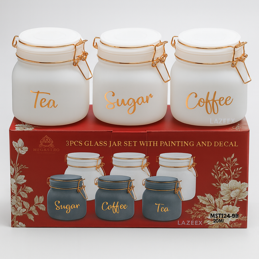 Canister Set, 3 pcs Glass Storage Jar Set