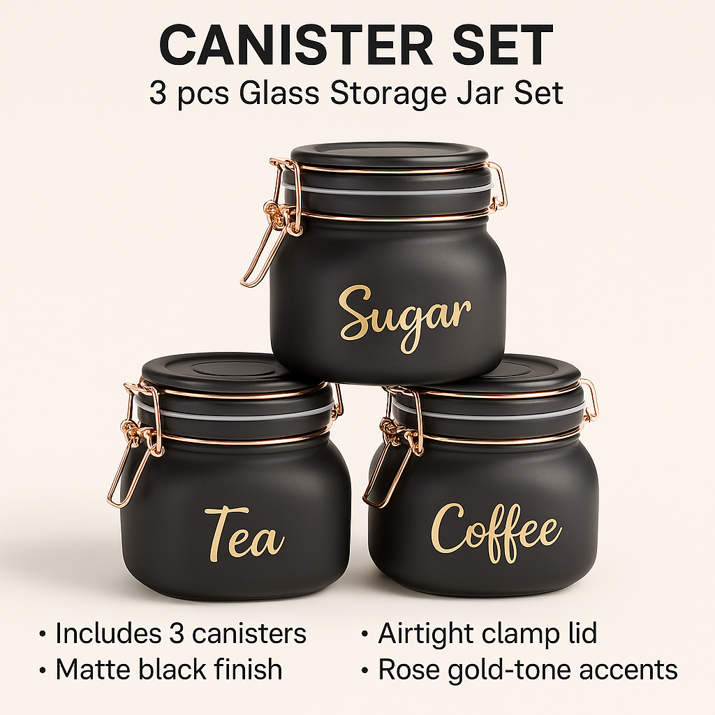 Canister Set, 3 pcs Glass Storage Jar Set