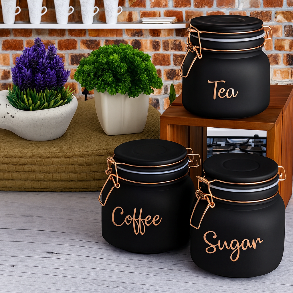 Canister Set, 3 pcs Glass Storage Jar Set