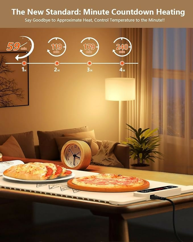 WYVERA Electric Food Warming Tray Mat with Adjustable Temperature | Large Buffet Server Hot Plate | Portable Non-Stick Heating Pad for Dining Table, Kitchen & Party Serving