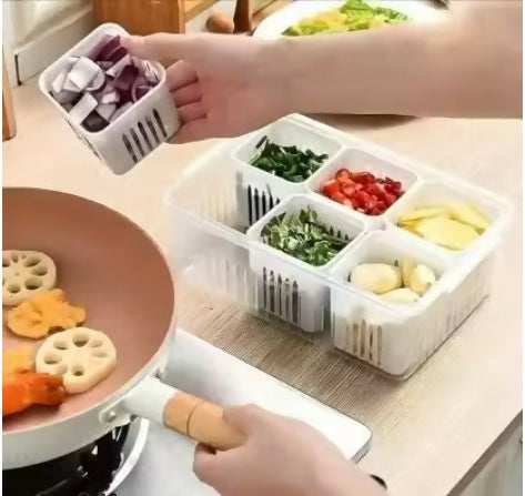 Multi Storage 6 Compartment Container Box Food Grade Fridge Safe