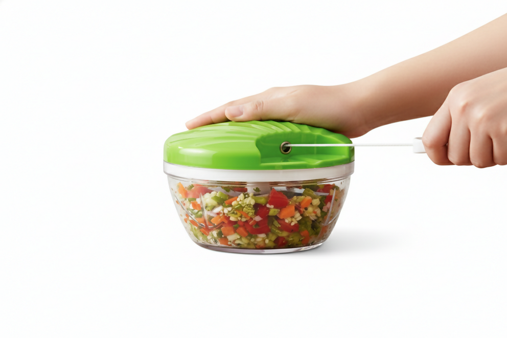 Kitchen Dori Handy Vegetable and Fruit Manual Onion Dry Fruit Salad Maker Vegetable Quick String Chopper Machine, Cutter – 3 Stainless Steel Blades (500 ml, Blue)