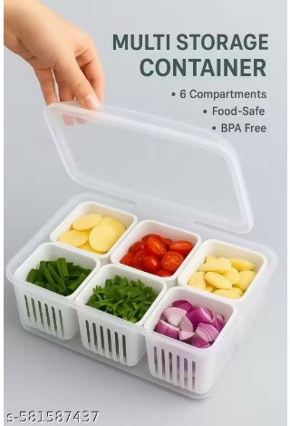 Multi Storage 6 Compartment Container Box Food Grade Fridge Safe
