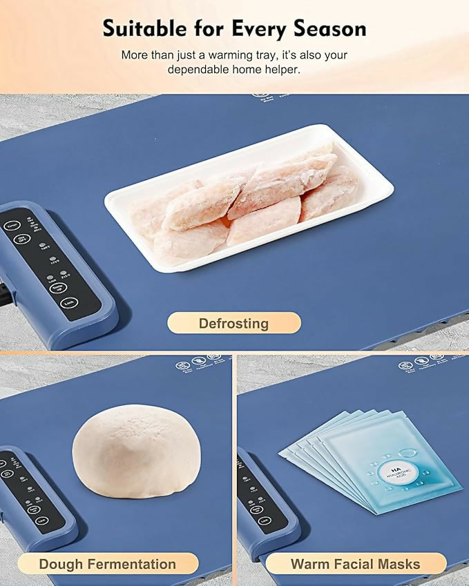 Electric Food Warming Tray Mat with Adjustable Temperature | Large Buffet Server Hot Plate | Portable Non-Stick Heating Pad for Dining Table, Kitchen & Party Serving