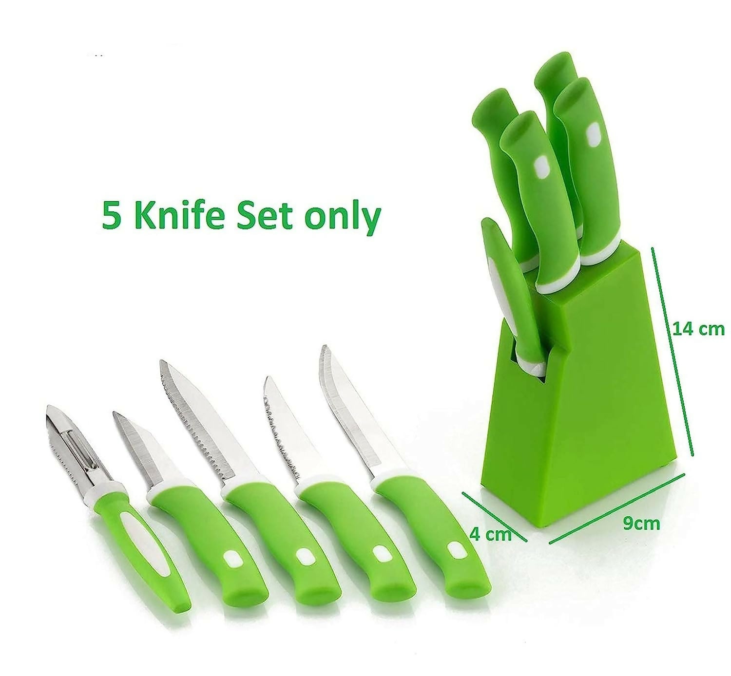 Stainless Steel Knife Set with Stand|Knife Set for Kitchen , Knife , Peeler , Knife Holder for Kitchen with Knife 5-Pieces Knife Stand (Plastic) + 4 Knife + 1 Peeler