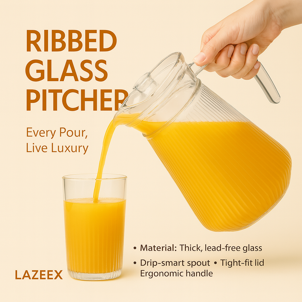 Water Jug – Premium Detox Glass Pitcher with Lid