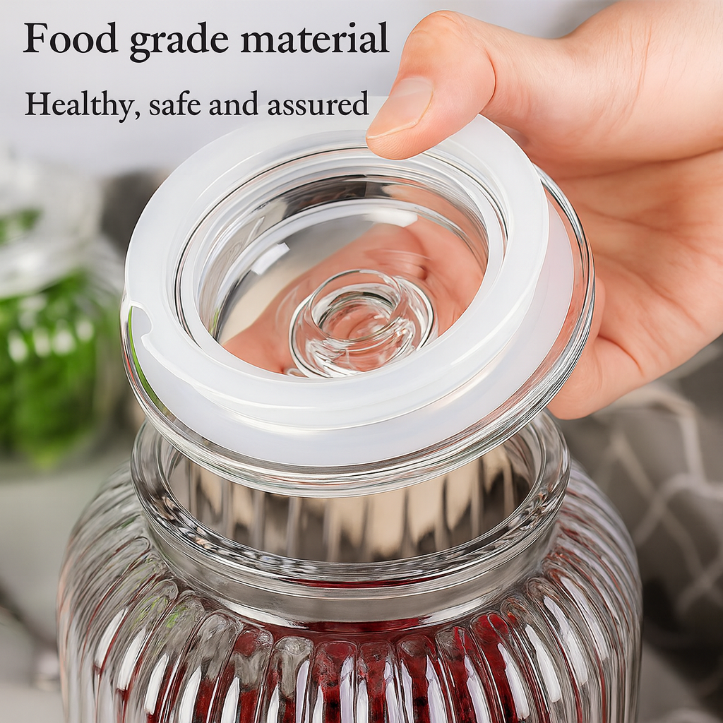 2200ml Airtight Glass Food Storage Jar with Lid – Wide Mouth