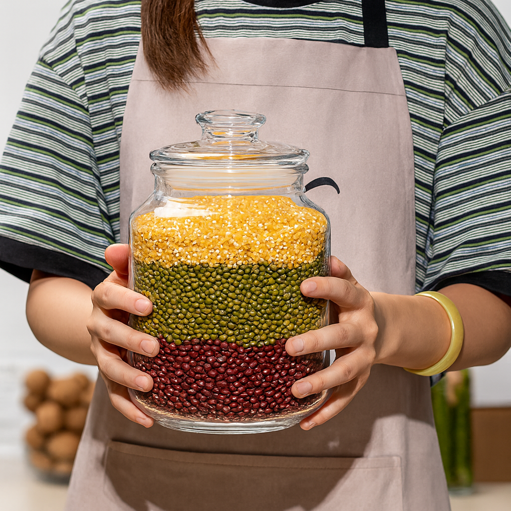 2000ml Pop Barni Glass Storage Jar with Airtight Silicone Seal Lid