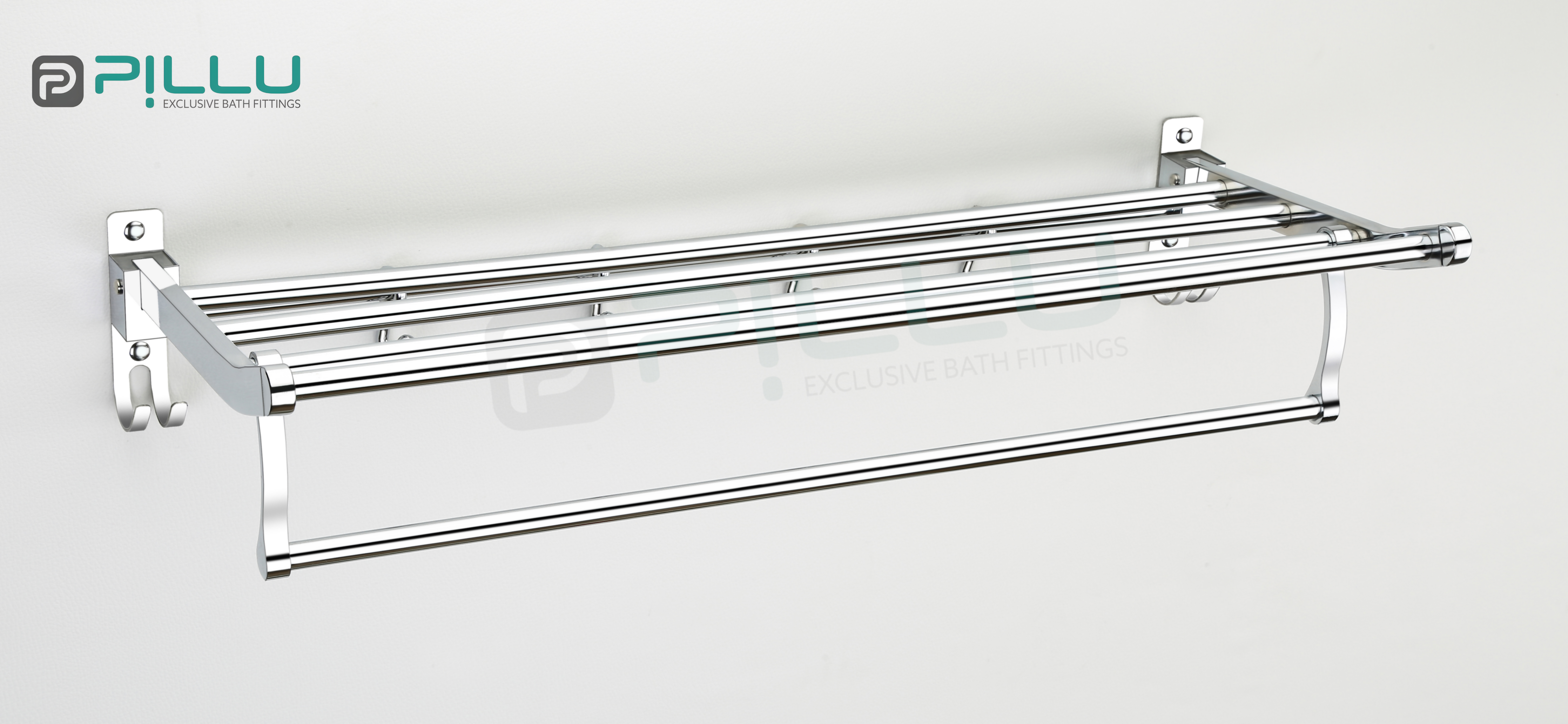 Pillu Bath Fitting High Grade 304 Stainless Steel Folding Towel Rack for Bathroom 2 Feet Long Towel Stand Towel Hanger Towel Holder Bathroom Accessories Silver Towel Holder Stainless Steel