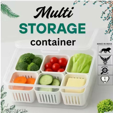 Multi Storage 6 Compartment Container Box Food Grade Fridge Safe