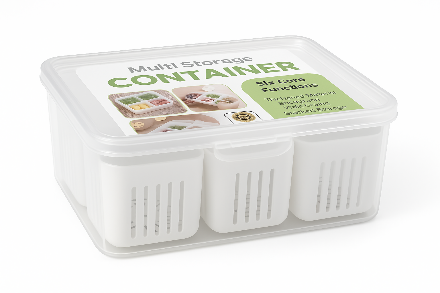 Multi Storage 6 Compartment Container Box Food Grade Fridge Safe