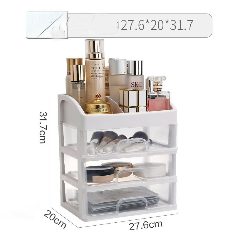 3-Tier Makeup Organizer for Women | Plastic Makeup Organizer for Vanity Table | Stylish Beauty Organizer for Women | Skincare & Makeup Storage Cabinet |