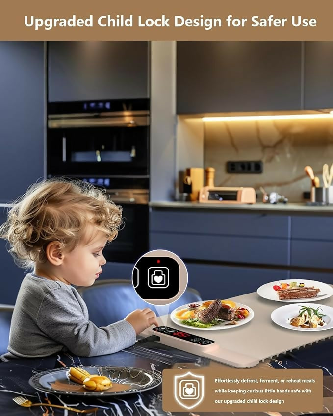 WYVERA Electric Food Warming Tray Mat with Adjustable Temperature | Large Buffet Server Hot Plate | Portable Non-Stick Heating Pad for Dining Table, Kitchen & Party Serving