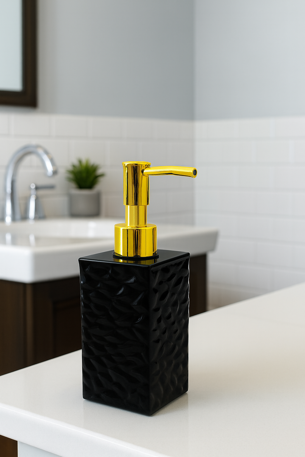 Premium Liquid Soap Dispenser Black and Gold