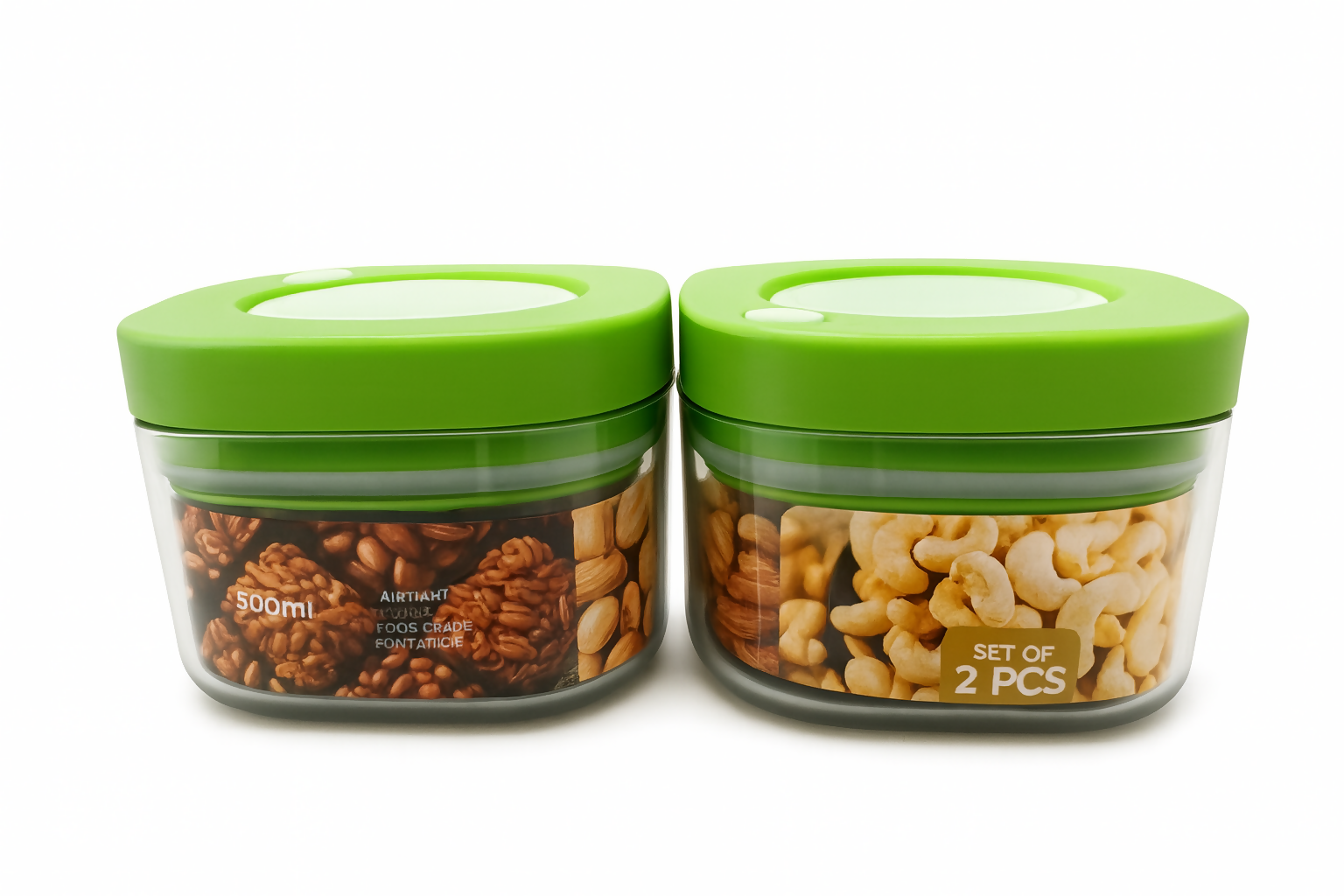 Liora Push Lock Container – 500 ml (Set of 2)