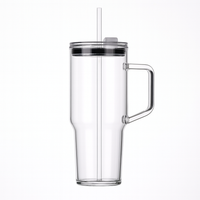 40oz Borosilicate Glass Travel Tumbler with Lid & Straw 1200ml