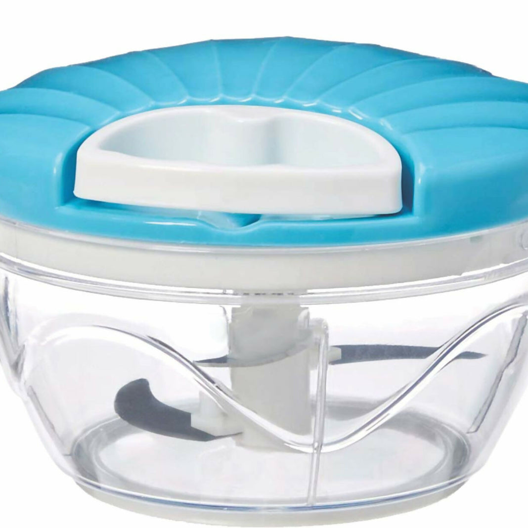 Kitchen Dori Handy Vegetable and Fruit Manual Onion Dry Fruit Salad Maker Vegetable Quick String Chopper Machine, Cutter – 3 Stainless Steel Blades (500 ml, Blue)