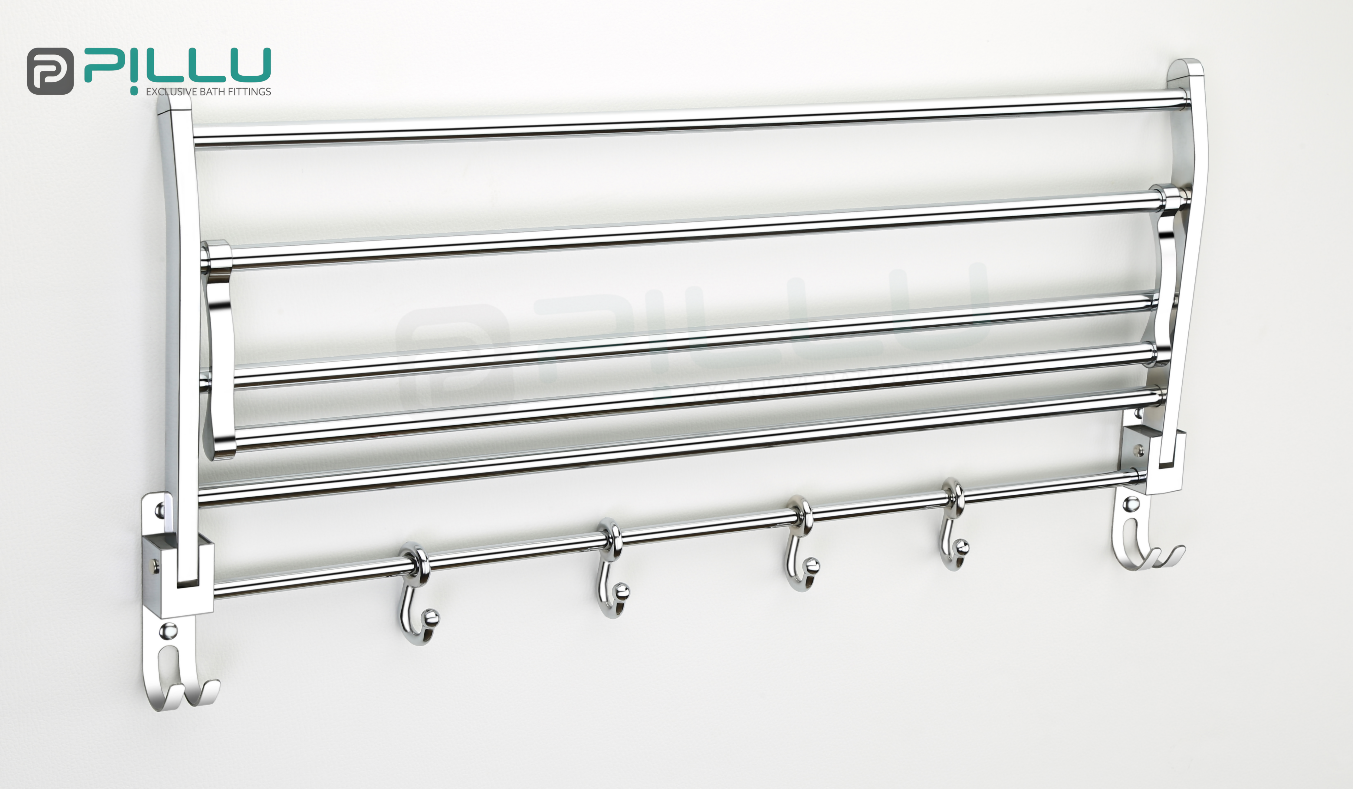 Pillu Bath Fitting High Grade 304 Stainless Steel Folding Towel Rack for Bathroom 2 Feet Long Towel Stand Towel Hanger Towel Holder Bathroom Accessories Silver Towel Holder Stainless Steel