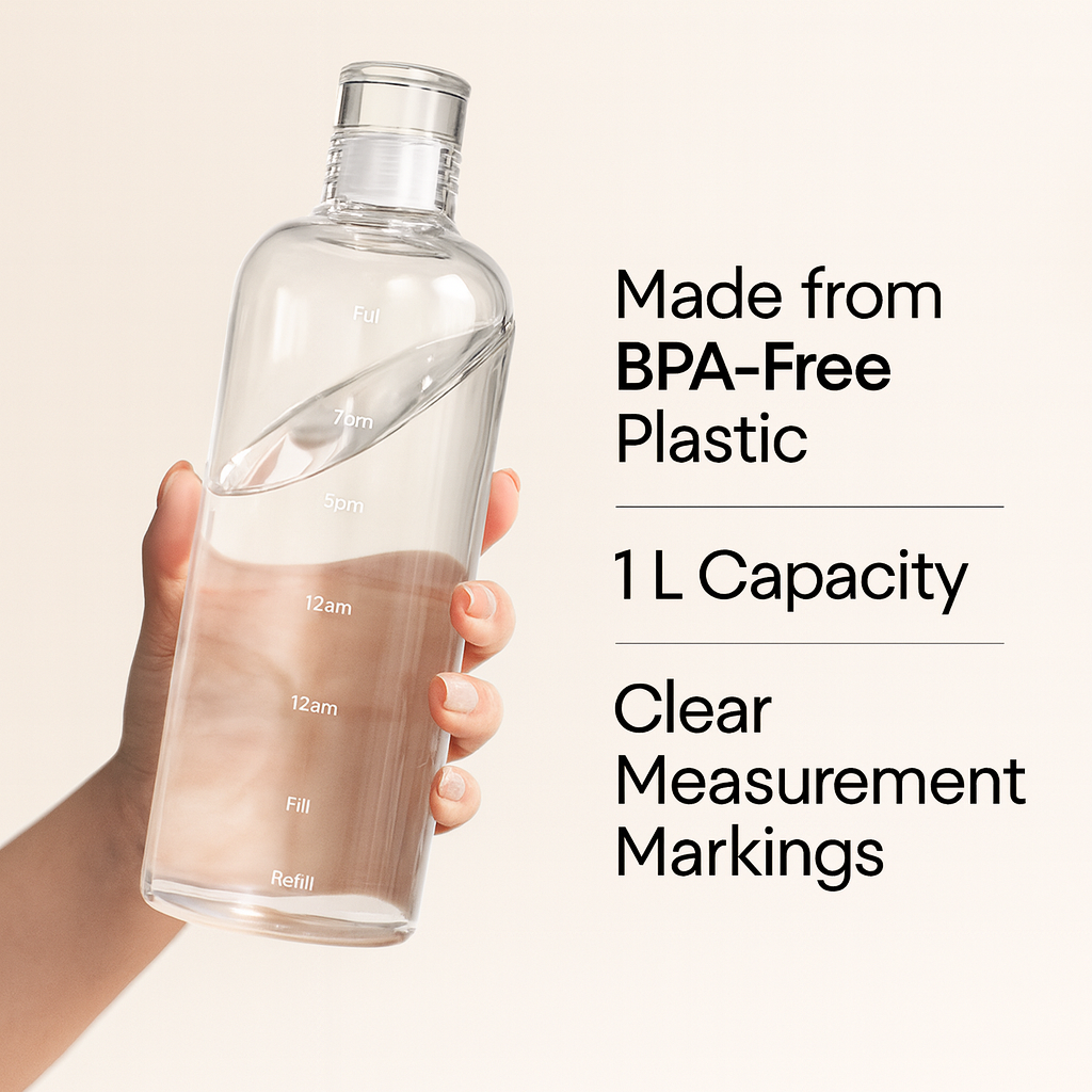 ALTHIVA 750ML Borosilicate Glass Motivational Water Bottle For Men & Women With Time Marker & Leakproof Lid, BPA-Free Reusable Transparent Detox Bottle For Home, Gym, Sports, Office, Travel (White)