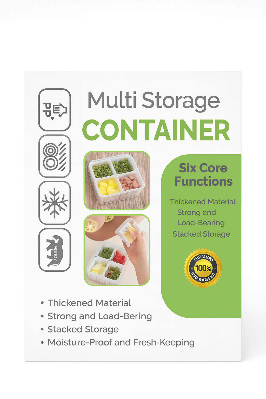 Multi Storage 6 Compartment Container Box Food Grade Fridge Safe