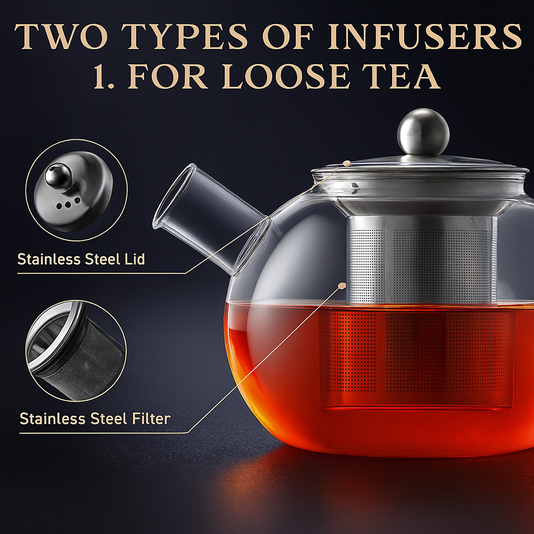 1000ml Glass Teapot with Infuser & Steel Strainer – Stovetop Safe