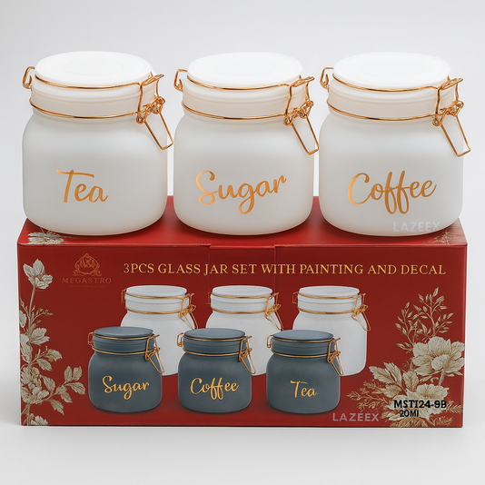 Canister Set, 3 pcs Glass Storage Jar Set