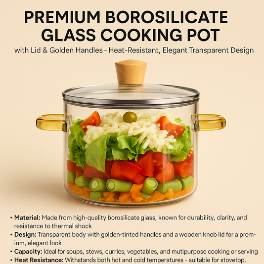 1.5L Clear Glass Simmer Pot with Lid – Heat-Resistant