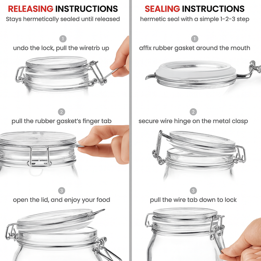 Pack of 2 Round Glass Jars 500ml – Wide Mouth with Rubber Gasket