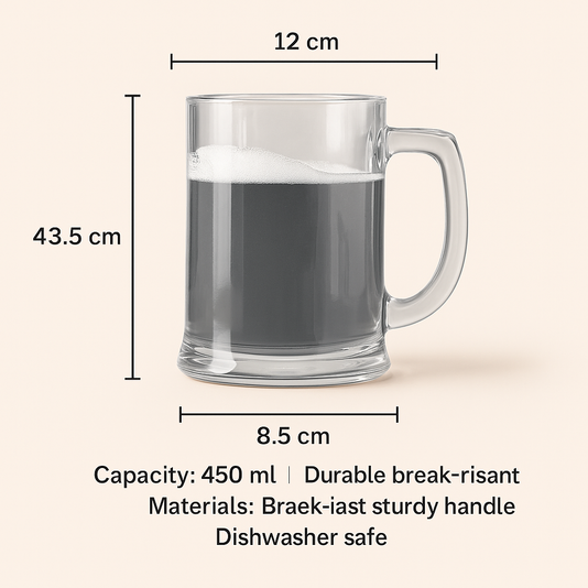 450ml Classic Heavy Base Beer Glass Mug – Crystal Clear, 1 Pc