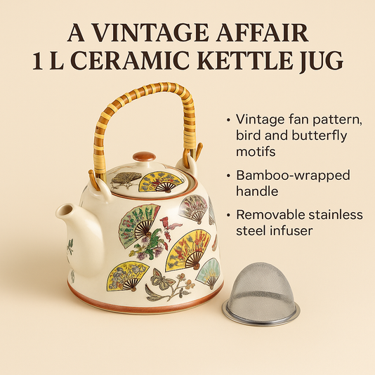 1L Ceramic Kettle Jug – Vintage Design, Durable & Easy Pouring