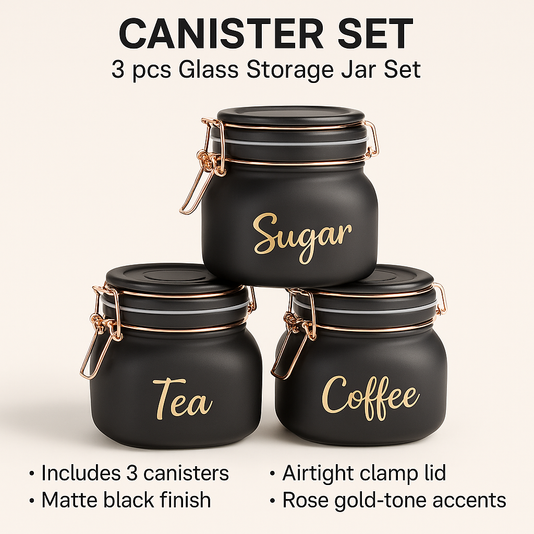 Canister Set, 3 pcs Glass Storage Jar Set