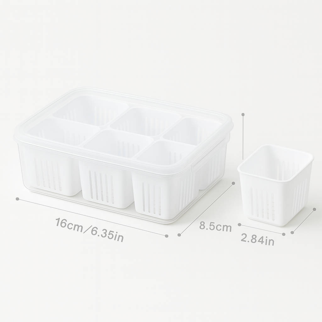 Multi Storage 6 Compartment Container Box Food Grade Fridge Safe