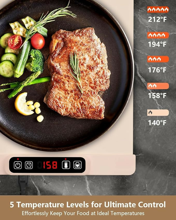 WYVERA Electric Food Warming Tray Mat with Adjustable Temperature | Large Buffet Server Hot Plate | Portable Non-Stick Heating Pad for Dining Table, Kitchen & Party Serving