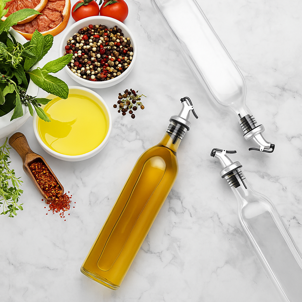 450ml Glass Oil Dispenser Bottle with Stainless Steel Cork