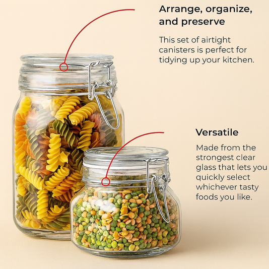 Pack of 2 Round Glass Jars 500ml – Wide Mouth with Rubber Gasket