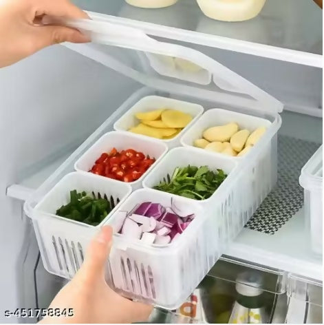 Multi Storage 6 Compartment Container Box Food Grade Fridge Safe