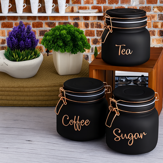 Canister Set, 3 pcs Glass Storage Jar Set