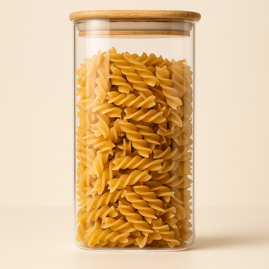 6 Pack 37oz Glass Storage Jars with Airtight Bamboo Lids – Square