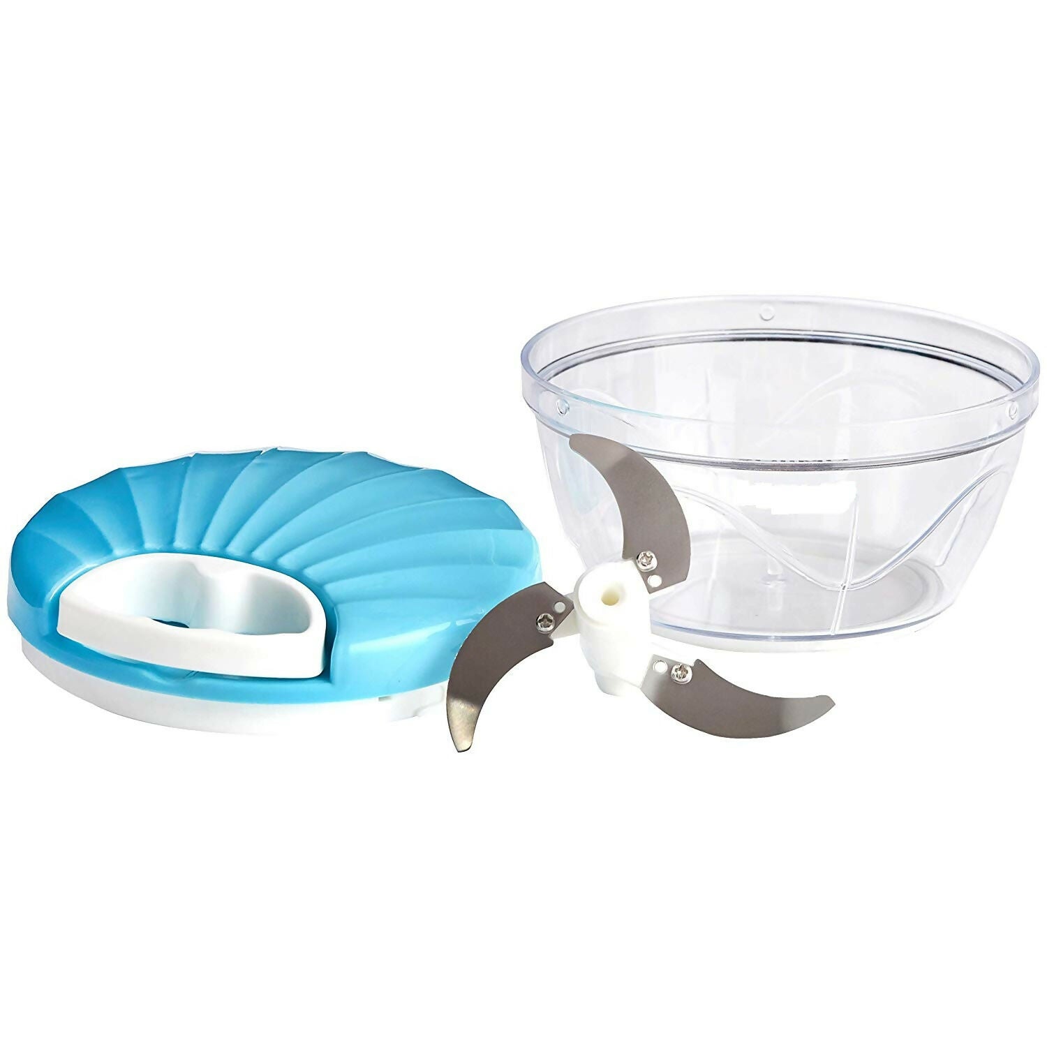 Kitchen Dori Handy Vegetable and Fruit Manual Onion Dry Fruit Salad Maker Vegetable Quick String Chopper Machine, Cutter – 3 Stainless Steel Blades (500 ml, Blue)