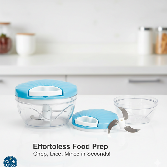 Kitchen Dori Handy Vegetable and Fruit Manual Onion Dry Fruit Salad Maker Vegetable Quick String Chopper Machine, Cutter – 3 Stainless Steel Blades (500 ml, Blue)