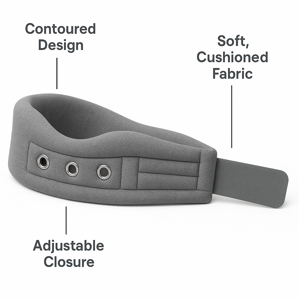 DR HELIX Soft Cervical Collar Grey Adjustable Neck Support Brace for Pain Relief Cervical Spondylitis Neck Injury Recovery Posture Correction Comfortable Foam Padding with Breathable Fabric
