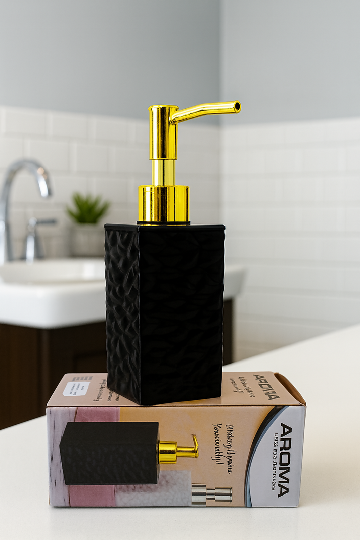 Premium Liquid Soap Dispenser Black and Gold