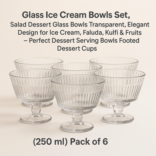 Set of 6 Ice Cream Dessert Bowls – 250ml Lotus Design