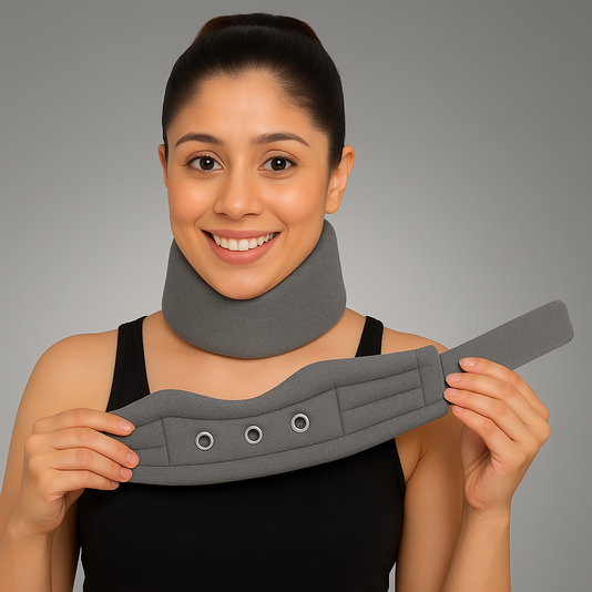 DR HELIX Soft Cervical Collar Grey Adjustable Neck Support Brace for Pain Relief Cervical Spondylitis Neck Injury Recovery Posture Correction Comfortable Foam Padding with Breathable Fabric
