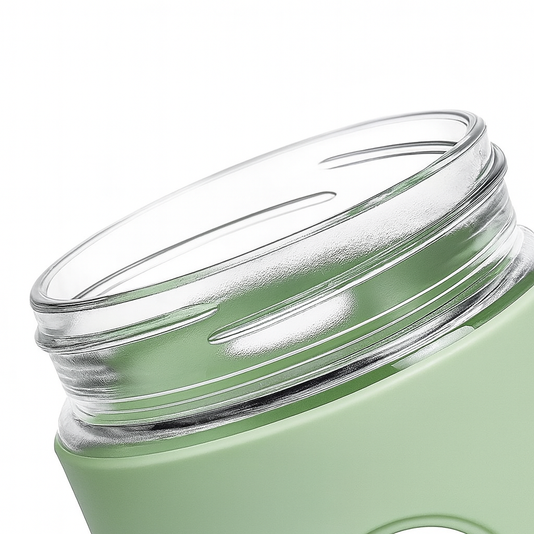 Set of 2 Glass Travel Mugs with Handle – 500ml, Multi-Color