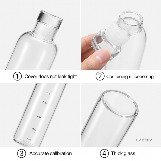 ALTHIVA 750ML Borosilicate Glass Motivational Water Bottle For Men & Women With Time Marker & Leakproof Lid, BPA-Free Reusable Transparent Detox Bottle For Home, Gym, Sports, Office, Travel (White)