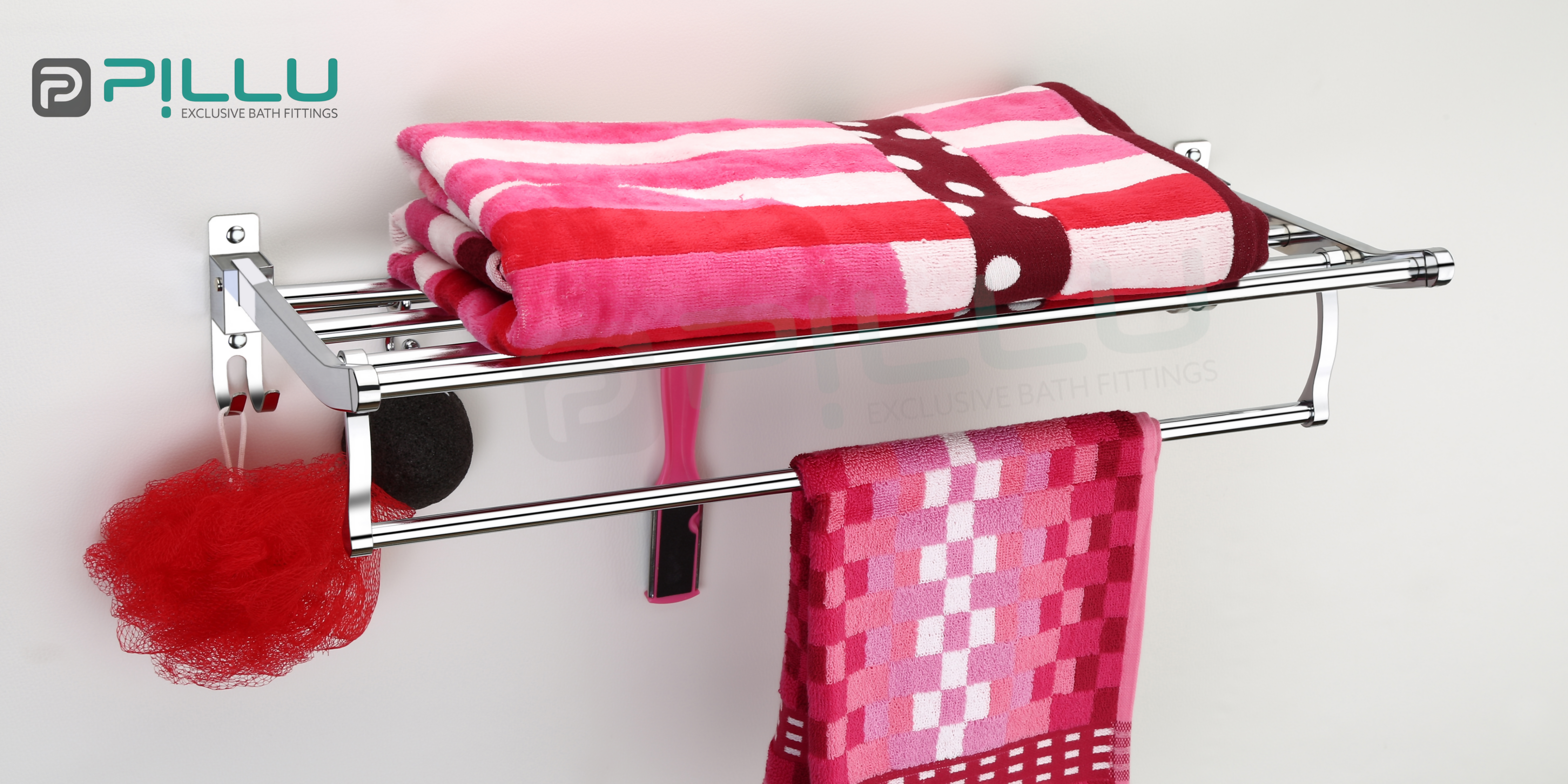 Pillu Bath Fitting High Grade 304 Stainless Steel Folding Towel Rack for Bathroom 2 Feet Long Towel Stand Towel Hanger Towel Holder Bathroom Accessories Silver Towel Holder Stainless Steel