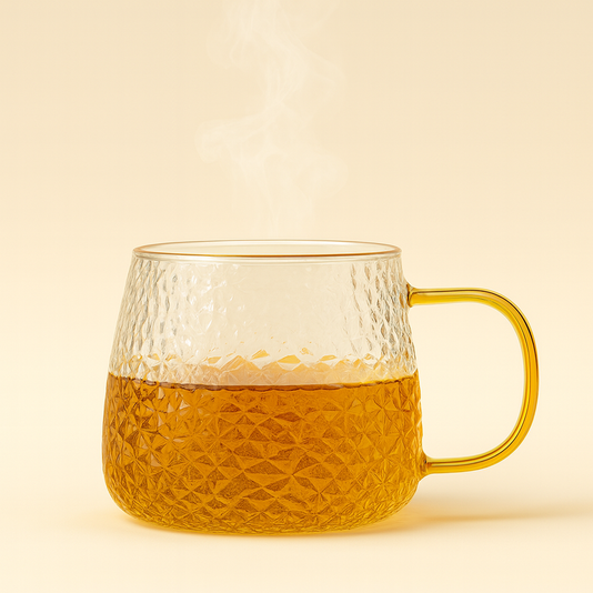440ml Borosilicate Glass Coffee Tea Mug with Golden Handle