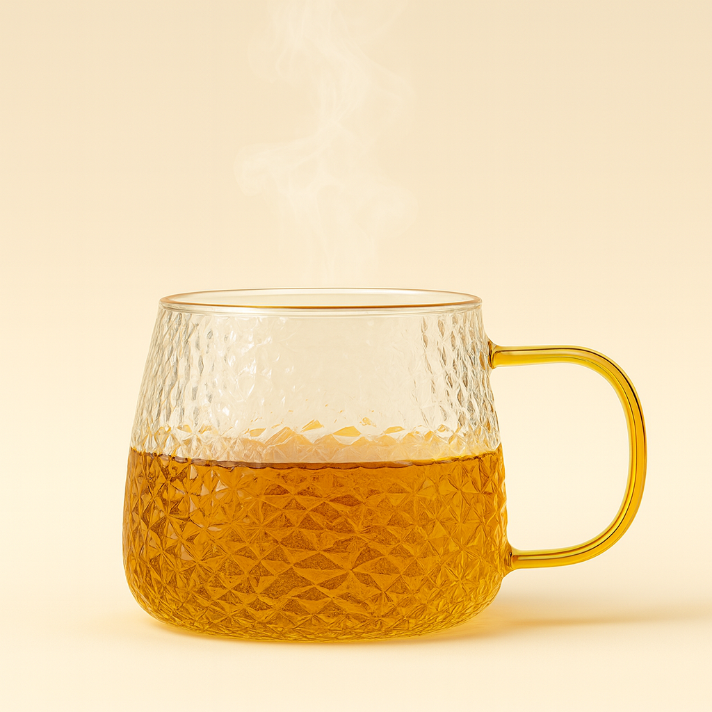 440ml Borosilicate Glass Coffee Tea Mug with Golden Handle